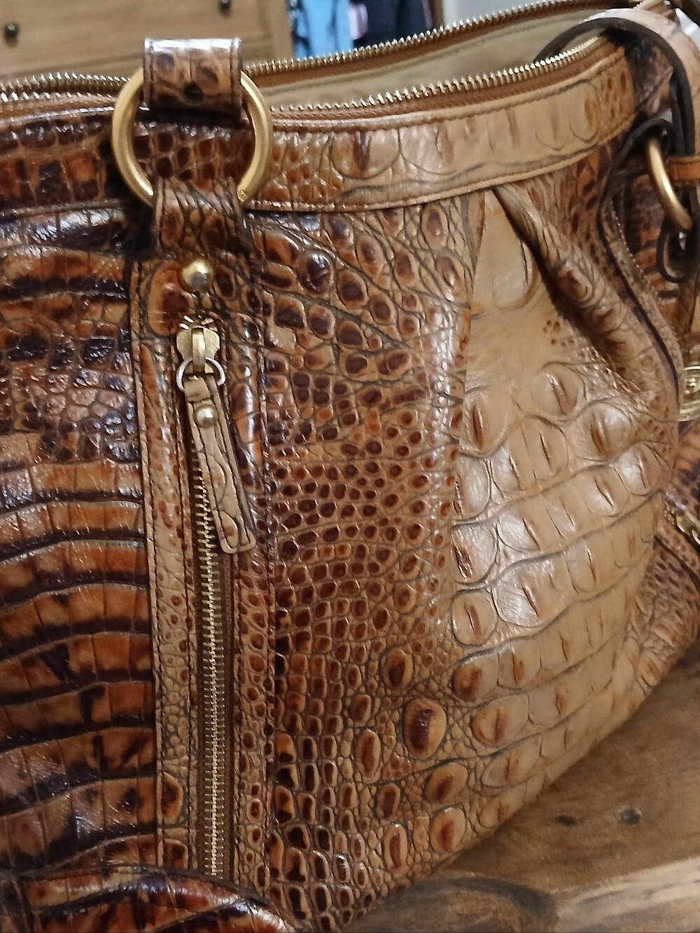 Brahmin Brown Croc-Embossed Satchel - Picture 15 of 16
